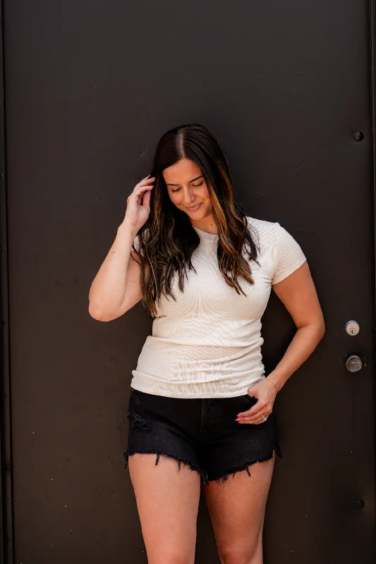Jocelyn Ribbed T-Shirt | Ecru-- Cozy Warm Stylish