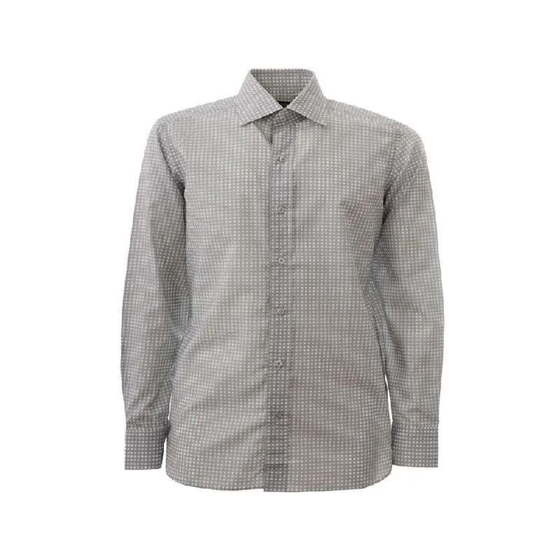 Elegant Cotton Gray Shirt For Men-- Knit Fabric Woven Fabric Fleece Fabric