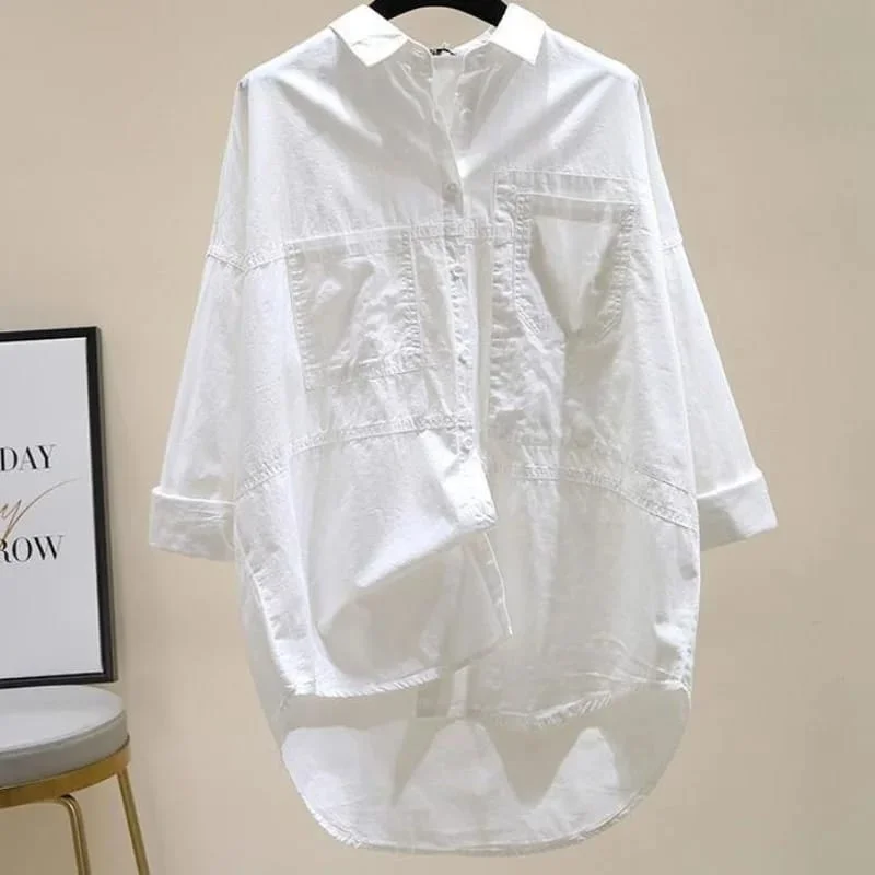 Spring Autumn Women Button Shirts 418047-- Satin Fabric Silk Fabric Chiffon Fabric