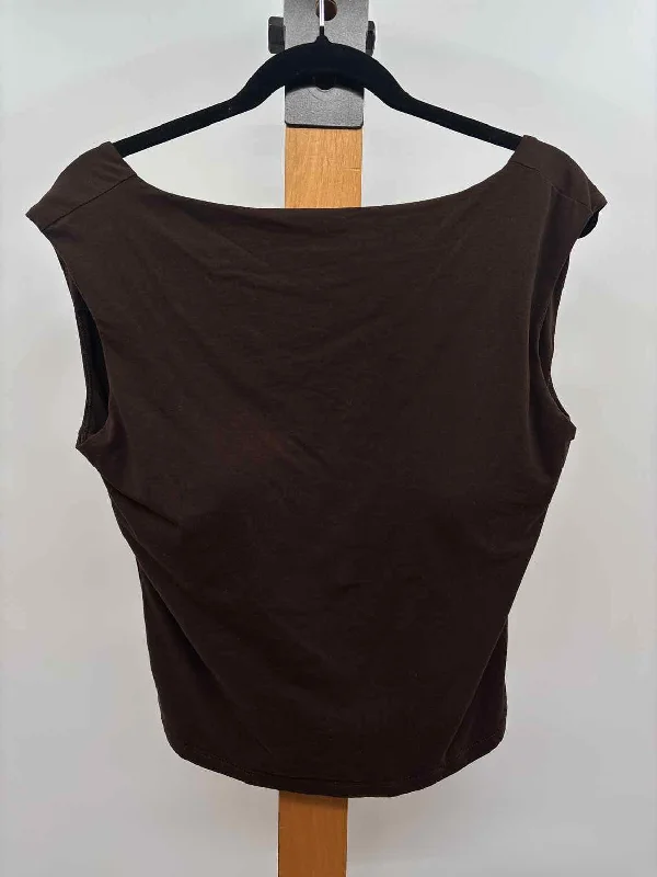 OGL Women's Size XL Brown Solid Sleeveless Shirt-- Solid Color Striped Floral