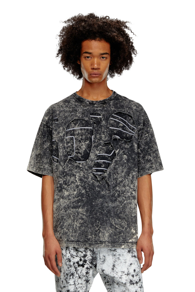 Oval D T-shirt in marble jersey-- Terry Blend Velvet Blend Canvas Blend