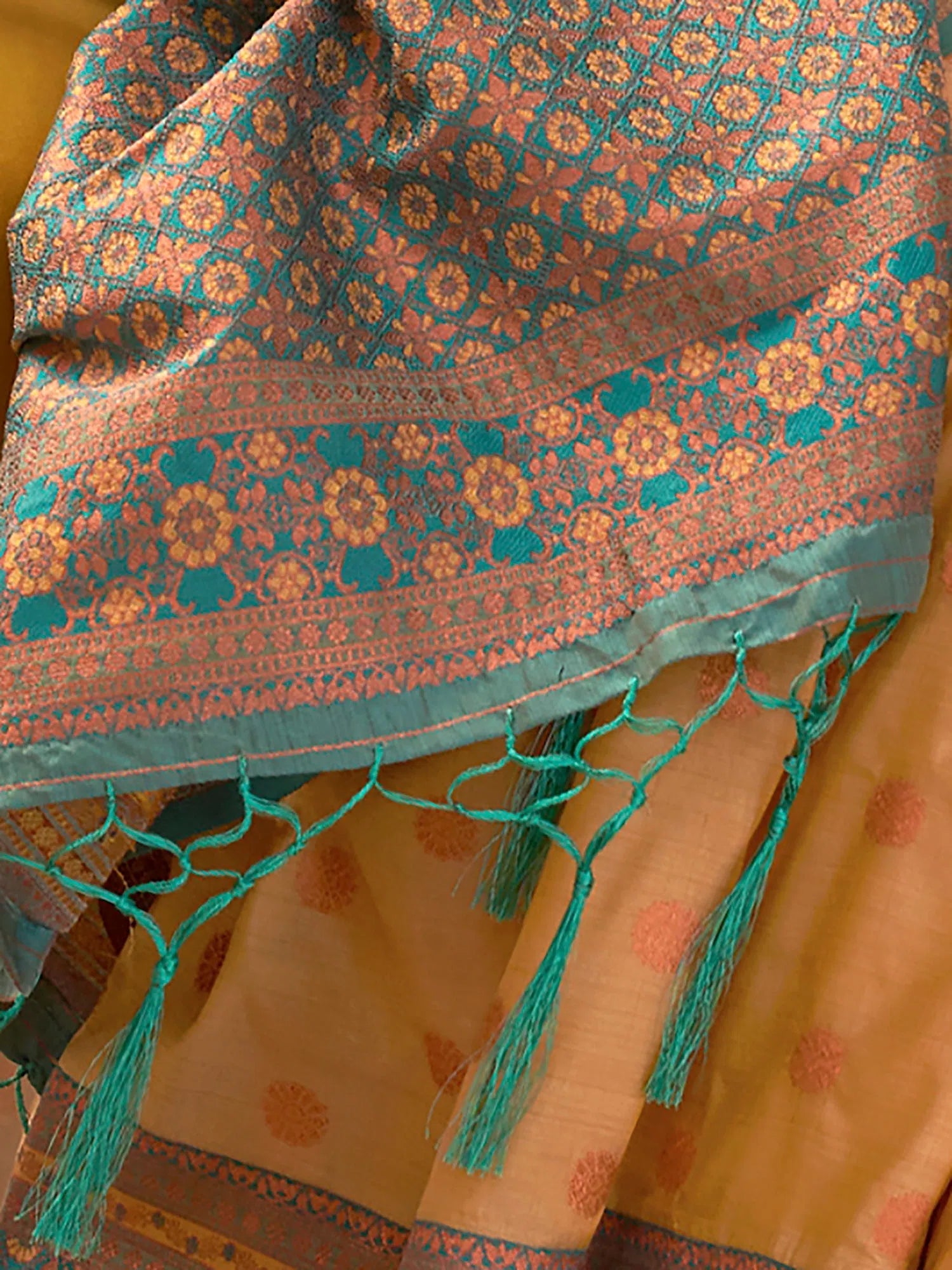 Saree Mall Women's  Blend Beige Woven Design Designer Saree With Blouse Piece-KMSRA11001 Playful Puff Blouse