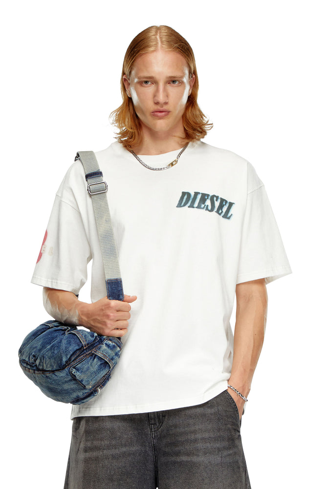 T-Shirt With Logo And Tyre Print-- Mesh Blend Leather Blend Suede Blend