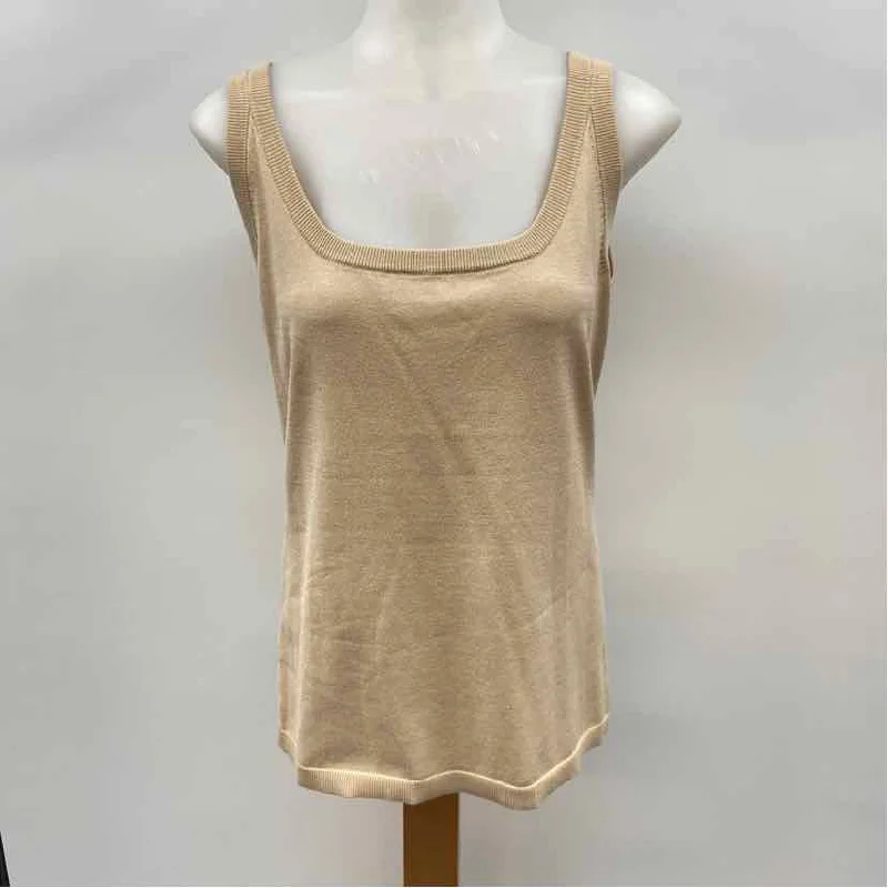 Per Se Women's Size L Beige Solid Sleeveless Shirt-- Cashmere Blend Cotton Blend Poly Blend Per Se Women's Size L Beige Solid Sleeveless Shirt-- Cashmere Blend Cotton Blend Poly Blend