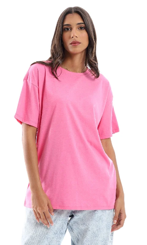 98822 Basic Slip On Cotton Half Sleeves T-Shirt - Light Pink-- Cozy Warm Stylish