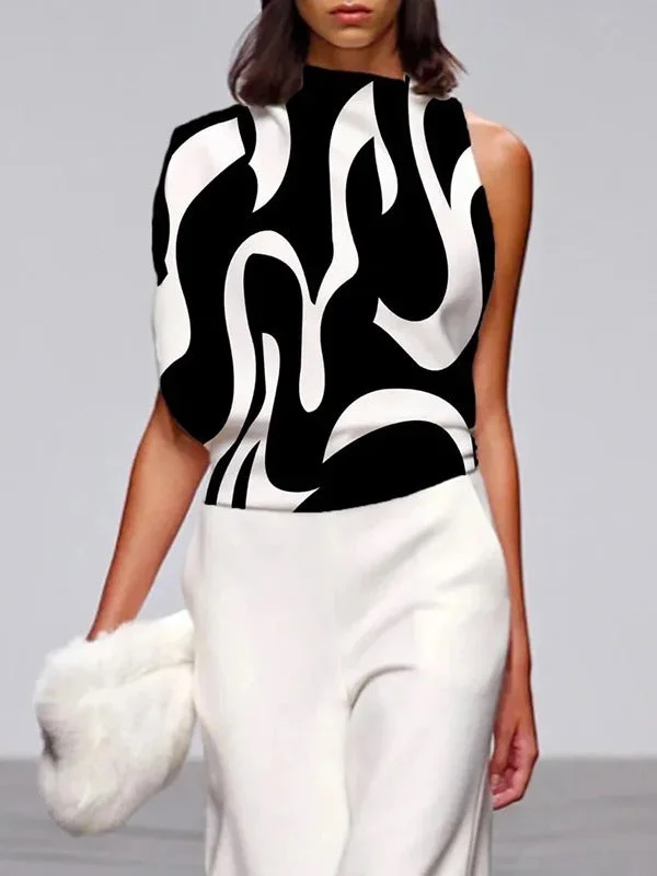 Loose Sleeveless Asymmetric Contrast Color Printed One-Shoulder T-Shirts Tops Loose Sleeveless Asymmetric Contrast Color Printed One-Shoulder T-Shirts Tops - S-- Ribbed T-Shirt High Neck Heavyweight Loose Sleeveless Asymmetric Contrast Color Printed One-Shoulder T-Shirts Tops Loose Sleeveless Asymmetric Contrast Color Printed One-Shoulder T-Shirts Tops - S-- Ribbed T-Shirt High Neck Heavyweight