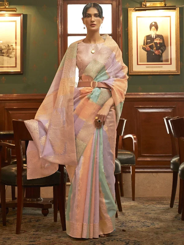 Saree Mall Women's Organza Multicolored Woven Design Celebrity Saree With Blouse Piece-KENZ230004 Chic Wrap Blouse Saree Mall Women's Organza Multicolored Woven Design Celebrity Saree With Blouse Piece-KENZ230004 Chic Wrap Blouse