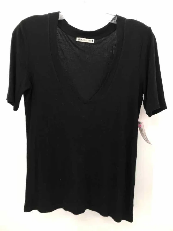 Pre-Owned Zara Black Size Small T-shirt-- Collared Crew Neck Turtle Neck