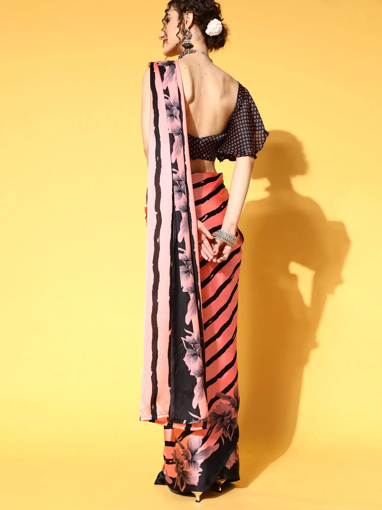 Saree Mall Women's Crepe Pink Printed Celebrity Saree With Blouse Piece-KLZE246001 Chic Ruffle Blouse Saree Mall Women's Crepe Pink Printed Celebrity Saree With Blouse Piece-KLZE246001 Chic Ruffle Blouse