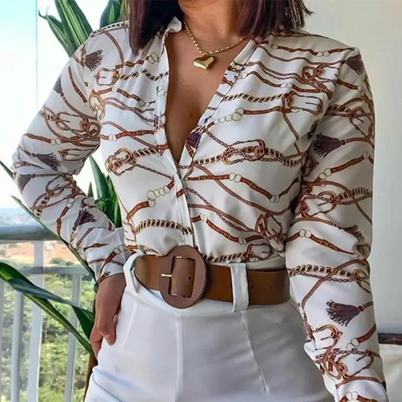 Fashion Long Sleeve V-neck Print Women Shirts M S4602666-- Beaded Sequined Faux Fur