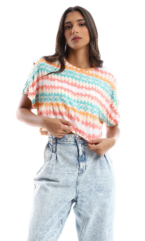 O155017-S22W405-STOCK TSHIRT -MULTICOLOR (WST)-- Notch Collar Peter Pan Collar Cowl Neck