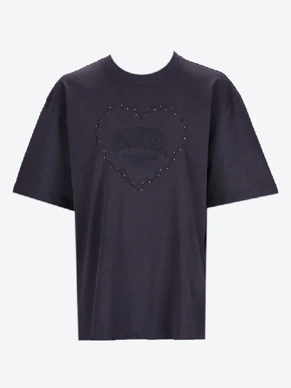 Drop shoulder heart t-shirt-- Spandex Blend Rayon Blend Denim Blend