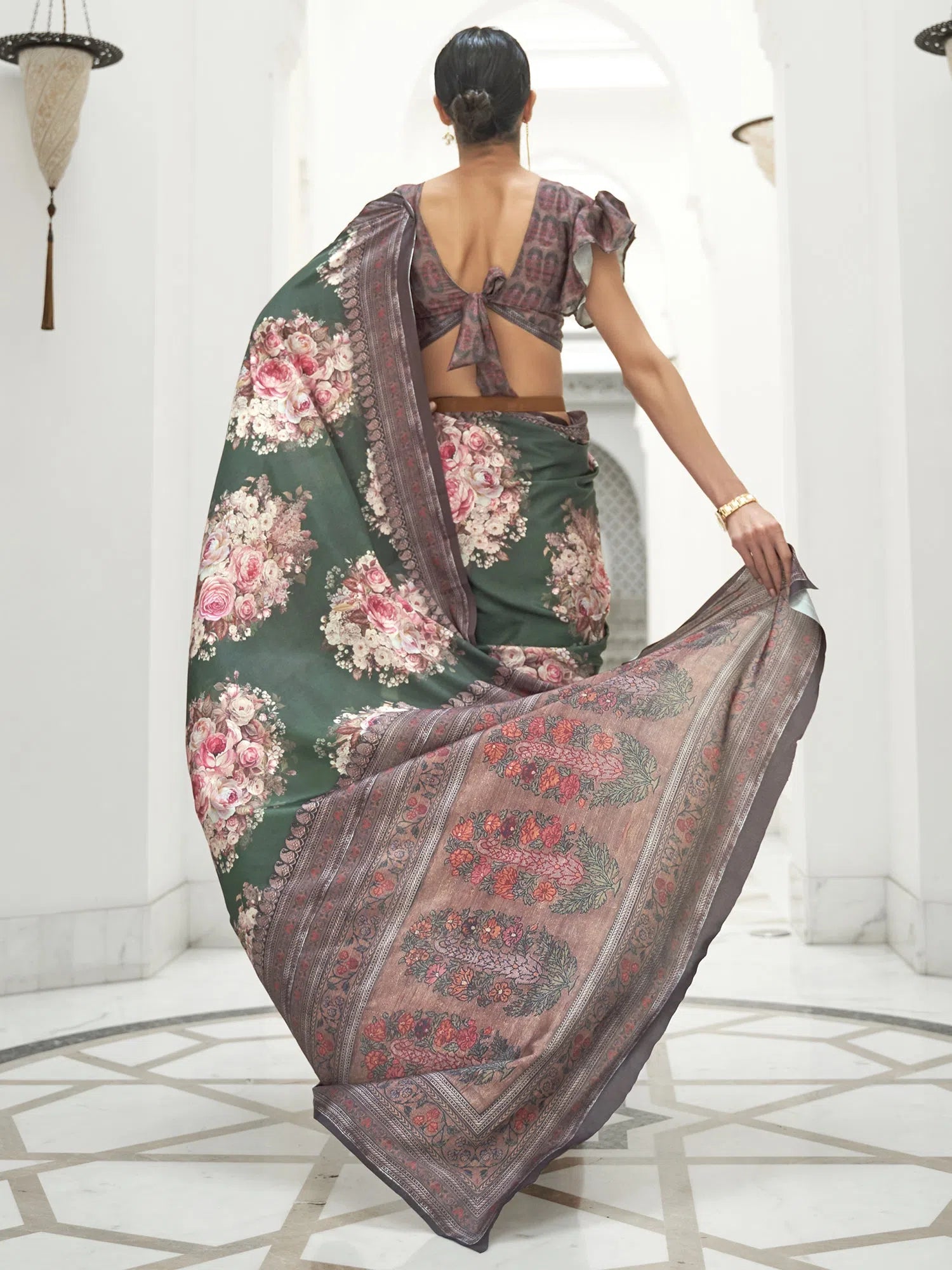Saree Mall Women's Crepe Green Digital Print Celebrity Saree With Blouse Piece-KLMKR232011 Double-Layered Blouse Saree Mall Women's Crepe Green Digital Print Celebrity Saree With Blouse Piece-KLMKR232011 Double-Layered Blouse