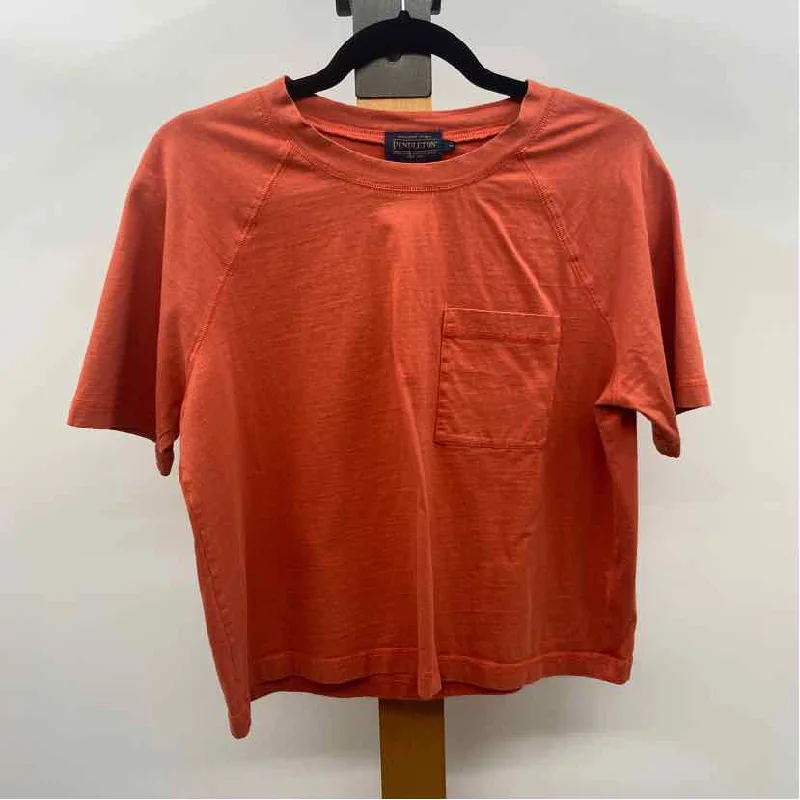 Pendleton Women's Size M Orange Solid T-Shirt-- Lace Blend Ribbed Blend Corduroy Blend