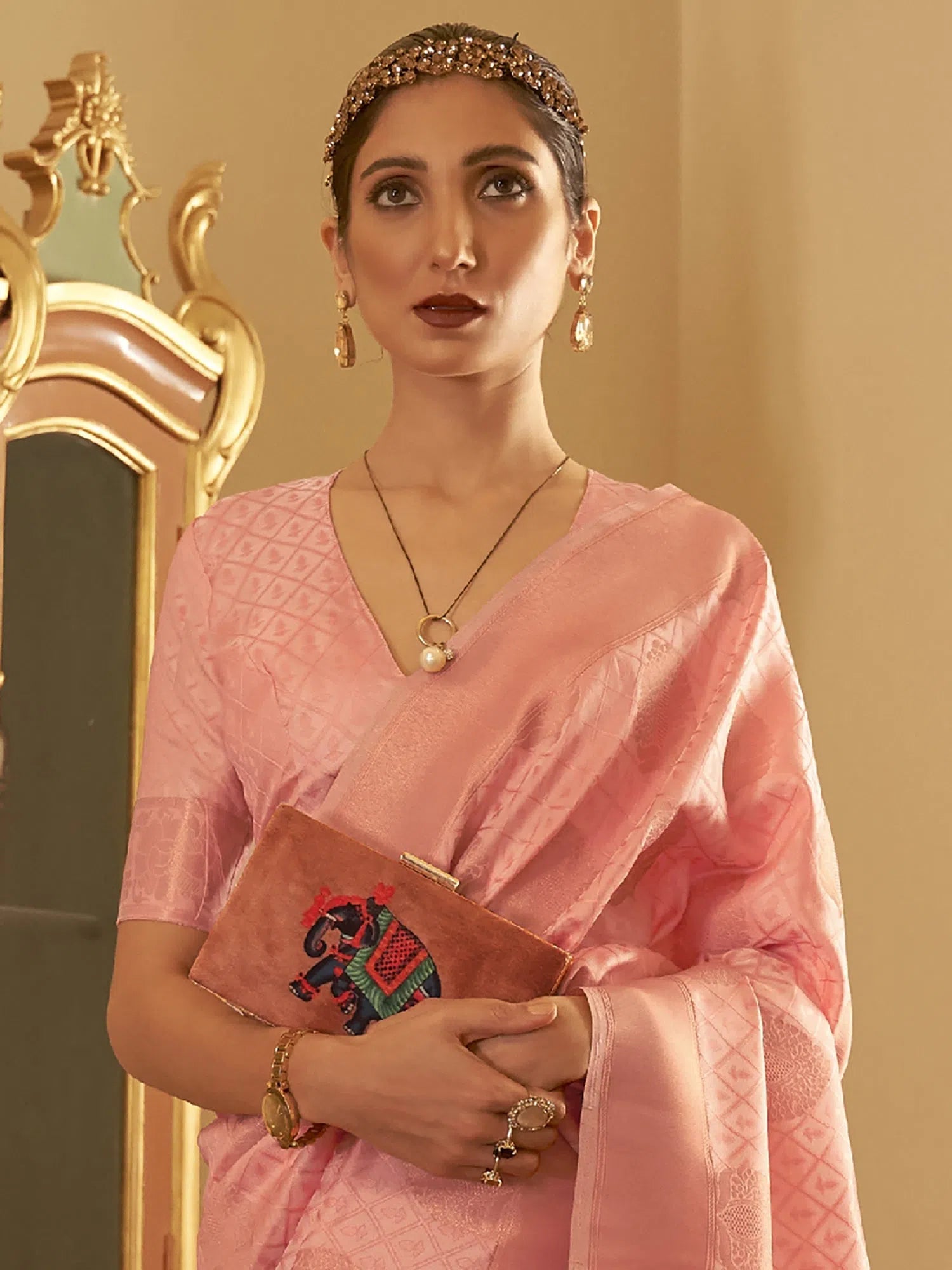 Saree Mall Women's Blend Peach Woven Design Celebrity Saree With Blouse Piece-KSWHT220004 Relaxed Fit Blouse Saree Mall Women's Blend Peach Woven Design Celebrity Saree With Blouse Piece-KSWHT220004 Relaxed Fit Blouse