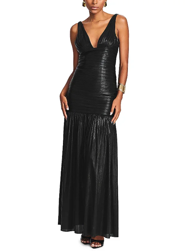 Elsa Womens Pleated Long Cocktail And Party Dress Tunics Chic elegant