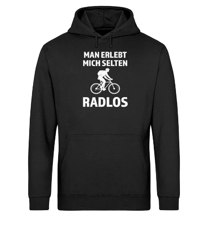 Man erlebt mich selten radlos - Unisex Organic Hoodie Hoodie with Exposed Zipper Edgy Industrial