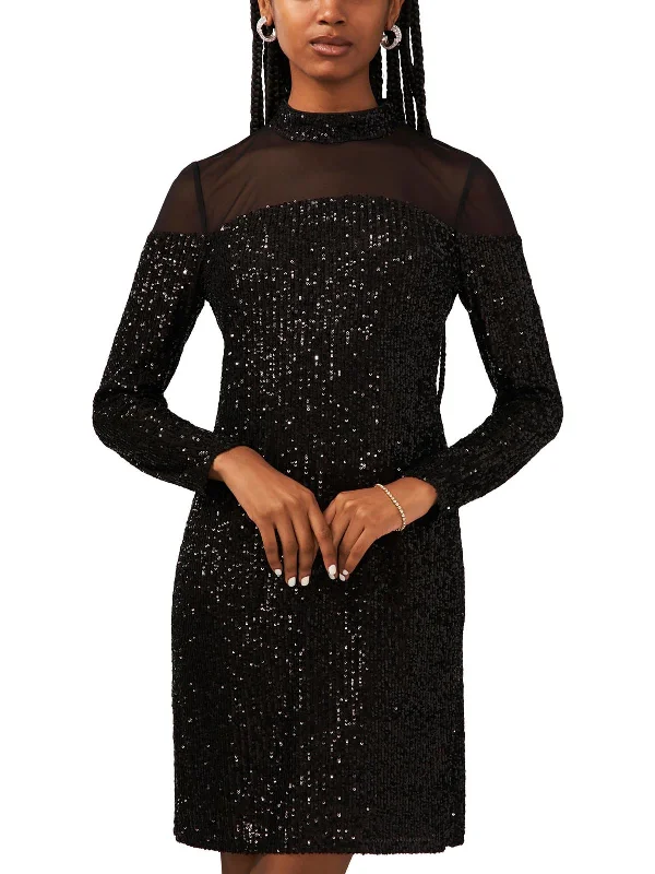 Womens Mesh Above Knee Cocktail And Party Dress Pencil Length Work