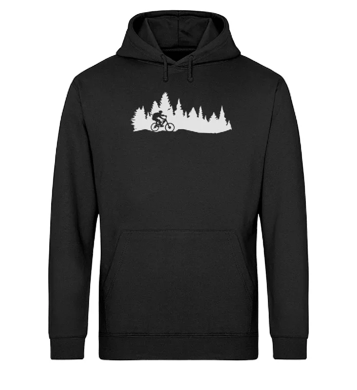 Mountainbiken und Landschaft - Unisex Organic Hoodie Hoodie with Typography Text Message