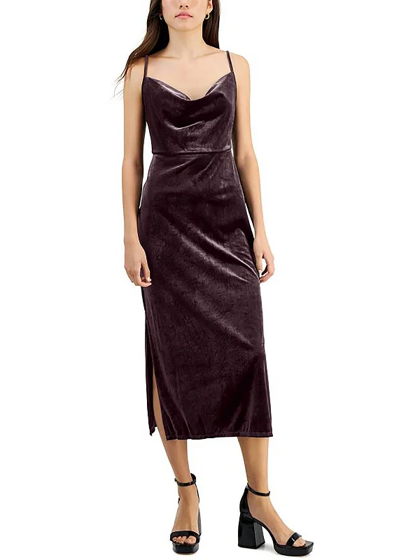 Petites Womens Prom Velour Cocktail And Party Dress Tunics Trendy modern