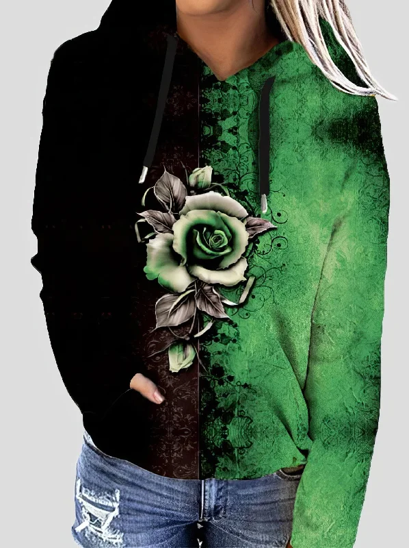 Black and Purple Hoodie Hoodie with Crew Neck Simple Timeless