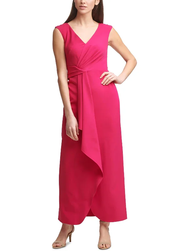 Petites Womens Wrap-Front Maxi Evening Dress Tunics Luxurious high-end