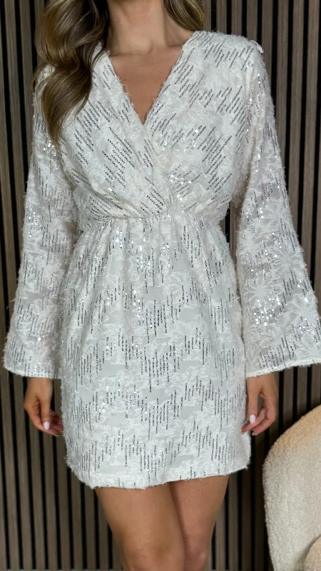 Riva Beige Sequin Detail Mini Dress Classic Shift Mini Dress