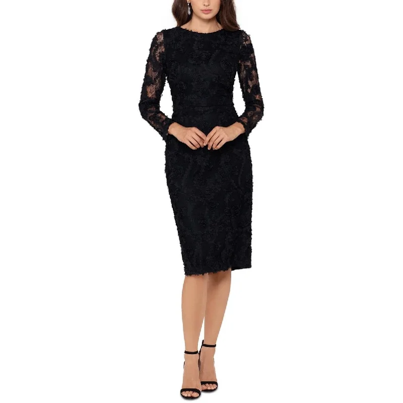 Womens Rosette Midi Cocktail And Party Dress Tunics Evening elegant