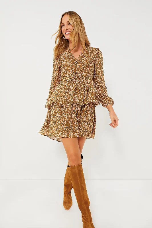 Chestnut Floral Long Sleeve Liza Dress Tunics Lace romantic