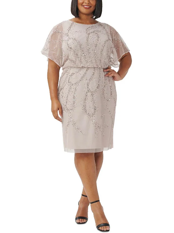 Plus Womens Blouson Midi Cocktail and Party Dress Tunics Denim casual
