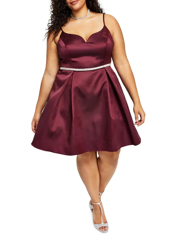 Plus Womens Rhinestone V-Neck Cocktail and Party Dress Tunics Velvet soft