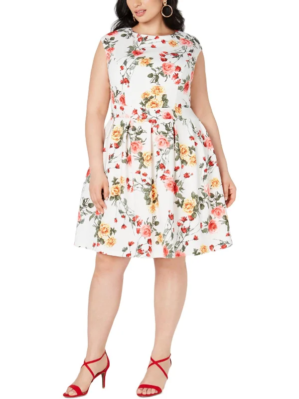 Plus Womens Floral Fit & Flare Party Dress Tunics Practical durable