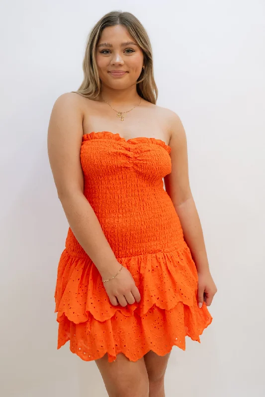Hailey Mini Dress - Orange Fashionable Button-Front Mini Dress
