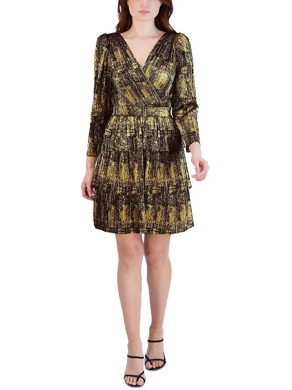 Womens Metallic Mini Cocktail and Party Dress Tunics Essential wardrobe
