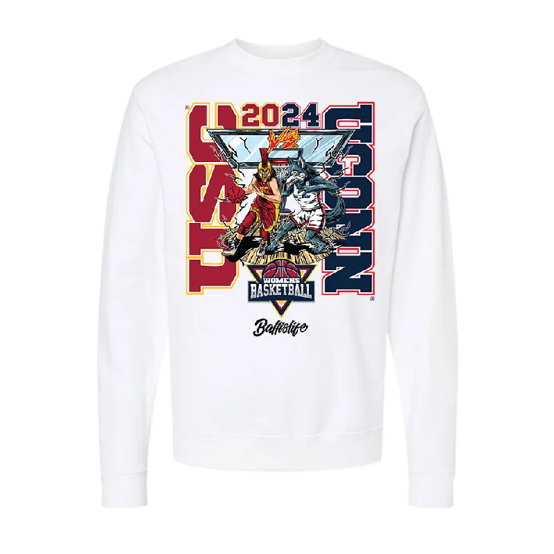 USC - NCAA Women's Basketball : Rian Forestier - Ball is Life - UConn vs USC White Midweight Sweatshirt Hoodie with Drawcord Adjustable Secure USC - NCAA Women's Basketball : Rian Forestier - Ball is Life - UConn vs USC White Midweight Sweatshirt Hoodie with Drawcord Adjustable Secure