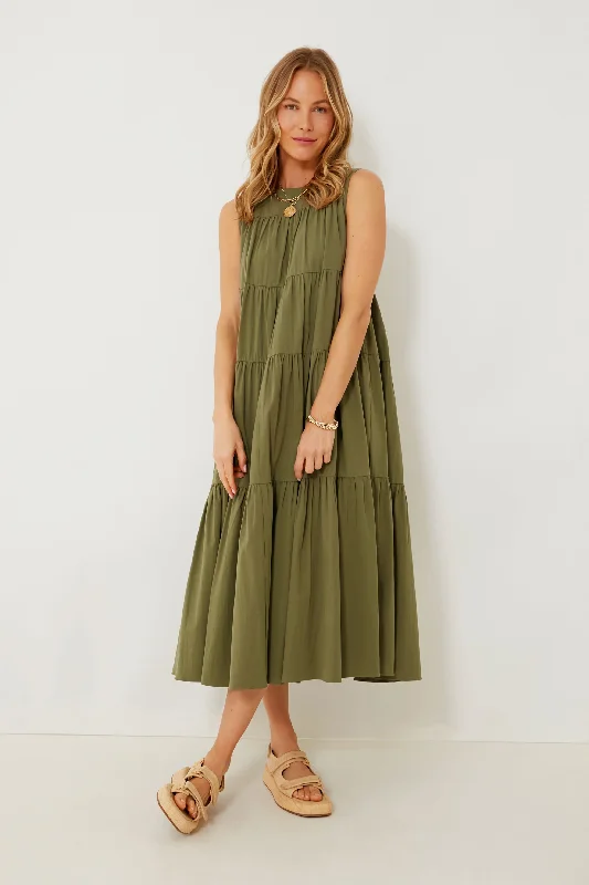 Army Green Carmen Dress Tunics Lace romantic