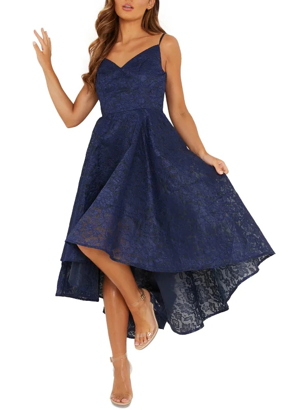 Juniors Womens Lace Hi-Low Cocktail and Party Dress Tunics Wedding white