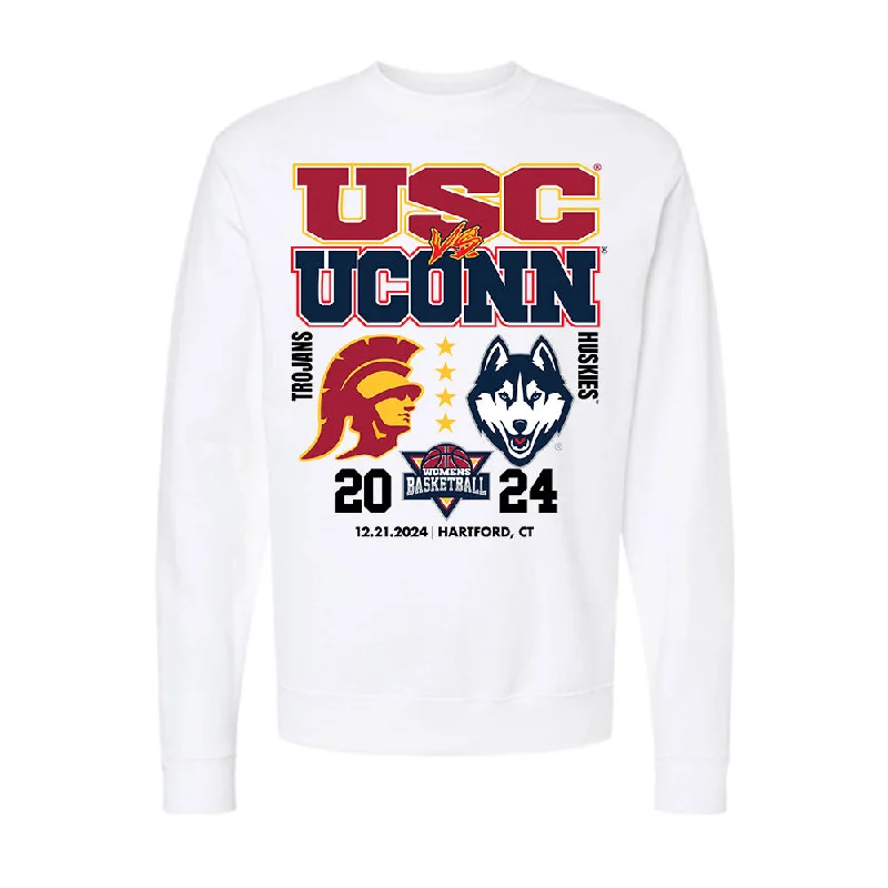 UConn - NCAA Women's Basketball : Ice Brady - Ball is Life - UConn vs USC White Midweight Sweatshirt Hoodie with Print Artistic Unique UConn - NCAA Women's Basketball : Ice Brady - Ball is Life - UConn vs USC White Midweight Sweatshirt Hoodie with Print Artistic Unique