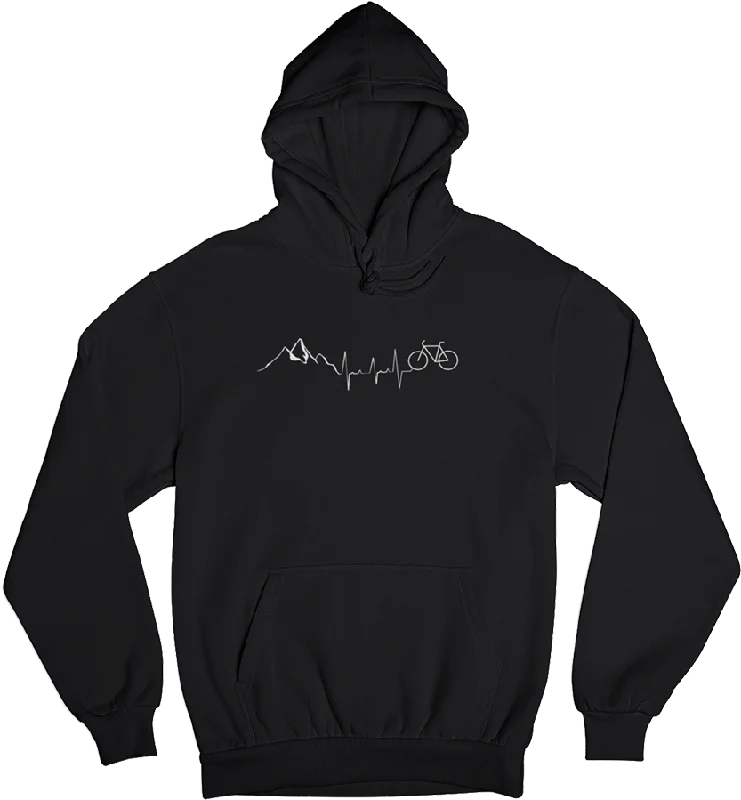 Berge und Fahrrad - Unisex Organic Hoodie Hoodie with Hem Embroidery Detailed Premium