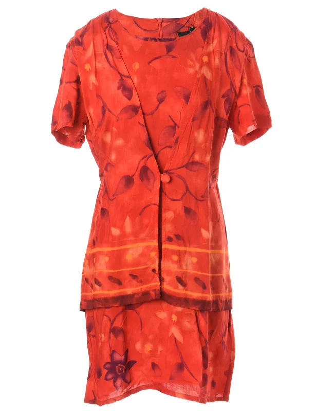 Reclaimed Red Floral Mini Dress Fashionable Party Mini Dress