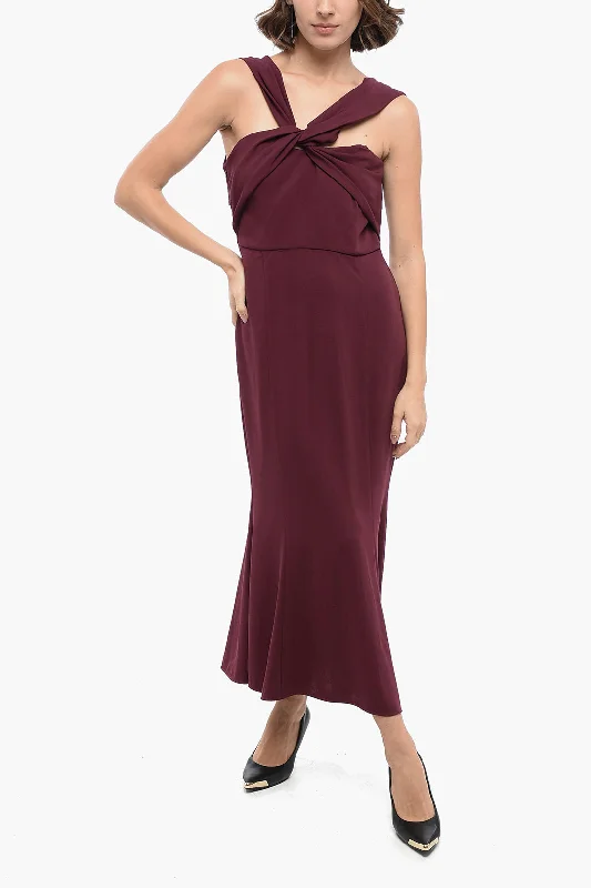 Roland Mouret Asymmetric CADY Dress with Criss Cross Detail Tunics Satin smooth