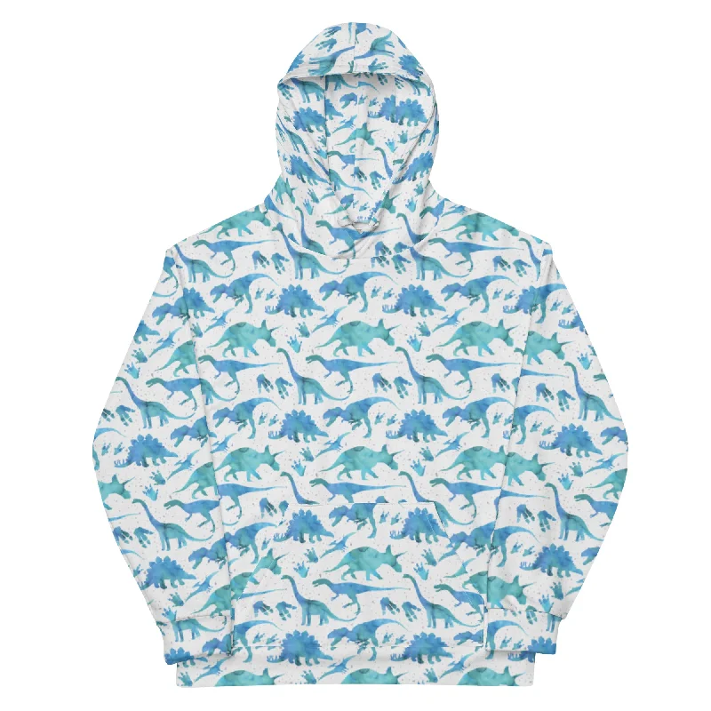 Blue Watercolor Dino - Adult Dinosaur Hoodie Hoodie with Monochrome Minimalist Simple Blue Watercolor Dino - Adult Dinosaur Hoodie Hoodie with Monochrome Minimalist Simple