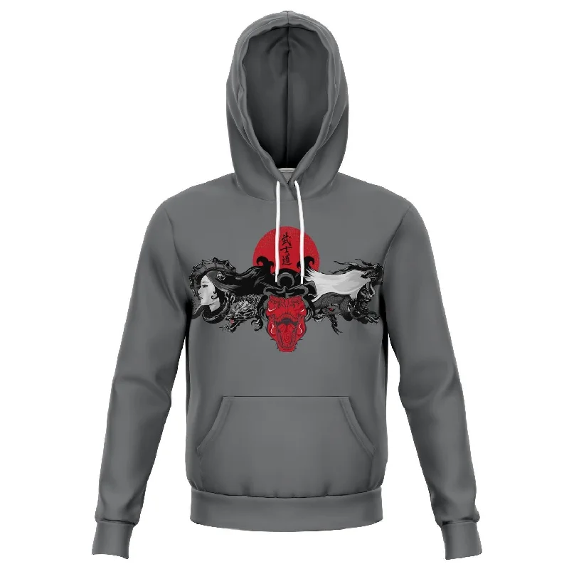 Dinosaur Hoodie - Samurai T-Rex Hoodie with Metallic Shiny Futuristic