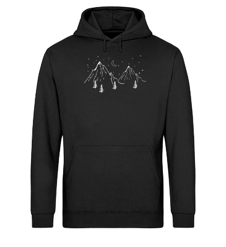 Berge und Mond - Unisex Organic Hoodie Hoodie with Hem Lace Feminine Delicate