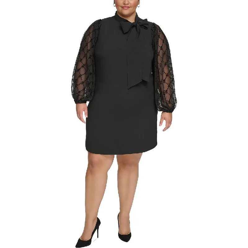Vince Camuto Womens Plus Floral Sheer Sleeve Cocktail And Party Dress Tunics Practical easy-care Vince Camuto Womens Plus Floral Sheer Sleeve Cocktail And Party Dress Tunics Practical easy-care