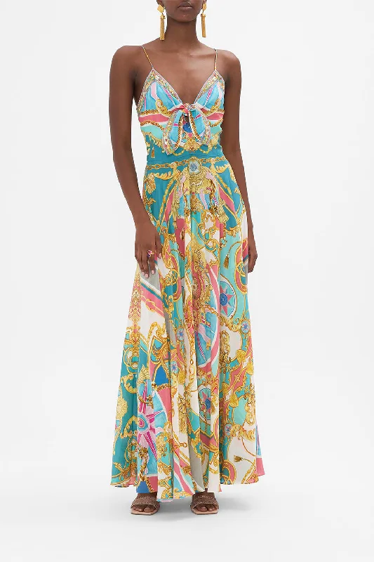 LONG DRESS WITH TIE FRONT SAIL AWAY WITH ME Tunics Satin smooth
