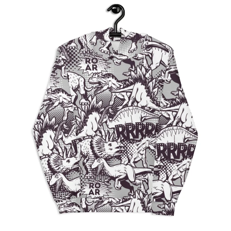 Dinosaur Comics - Adult Dinosaur Hoodie Hoodie with Distressed Vintage Worn