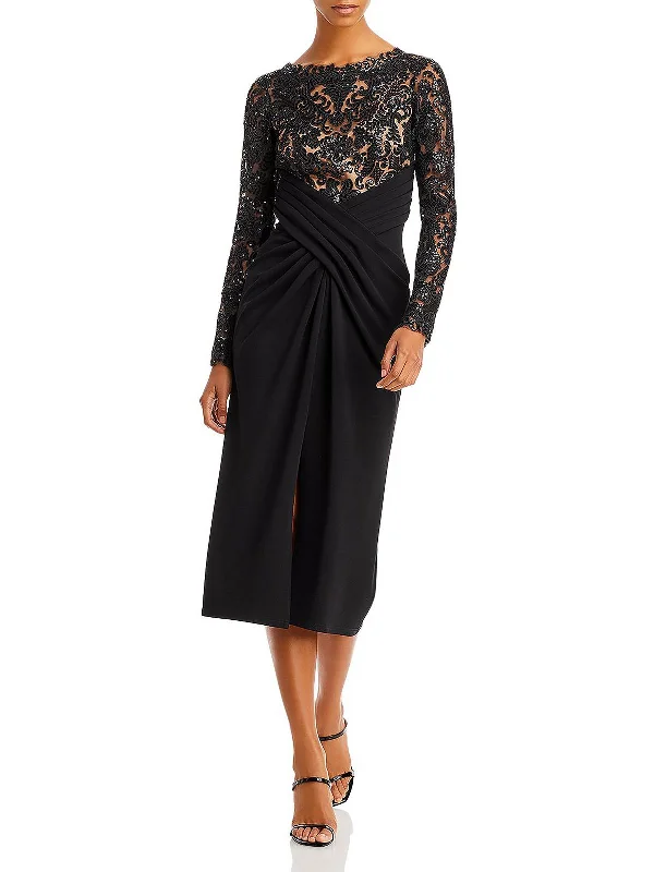Womens Sequined Midi Cocktail and Party Dress Tunics stripes playful