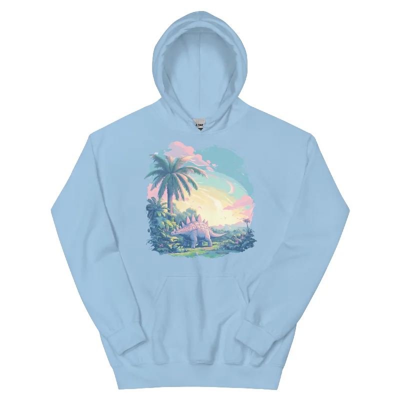 Serene Pastel Stegosaurus - Dinosaur Hoodie Hoodie with Strings Custom Fit Adjustable