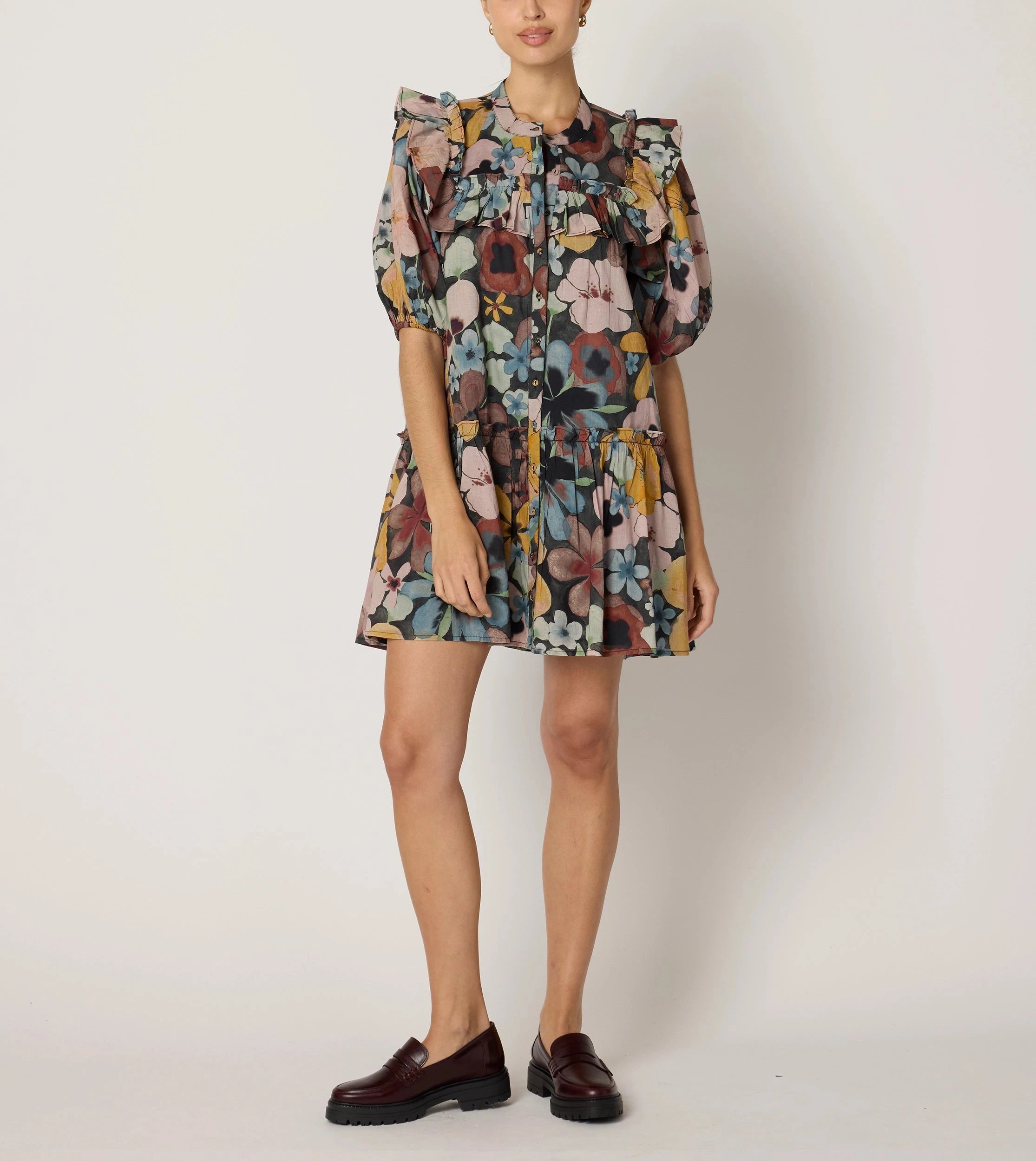 Tatiana Mini Dress | Foraged Violets Chic Bohemian Mini Dress